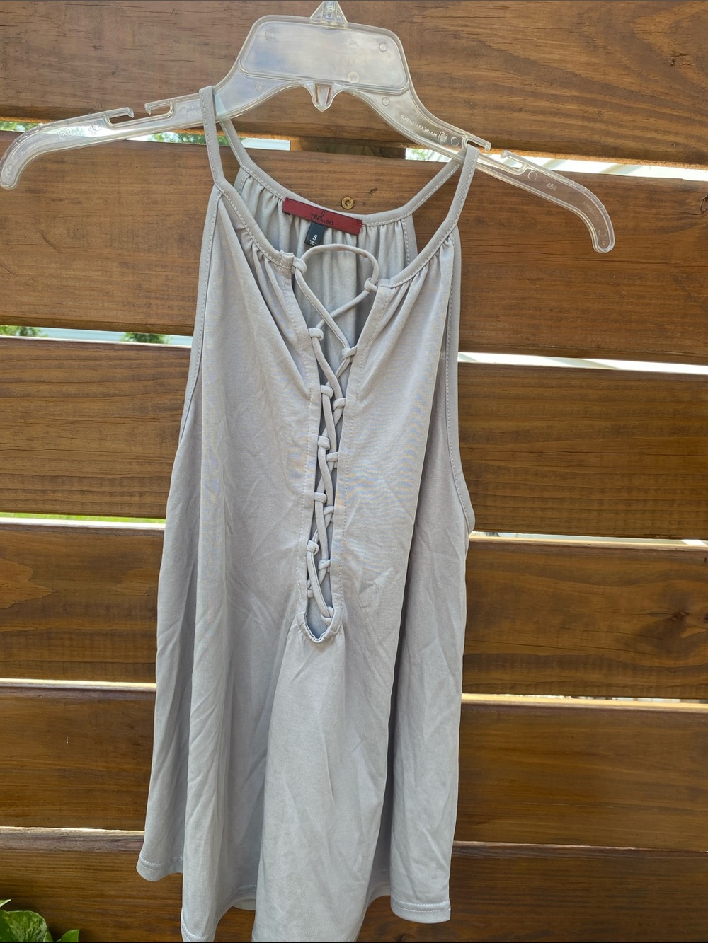 Women's Lace-Up  Cami Tank Top - Light Gray